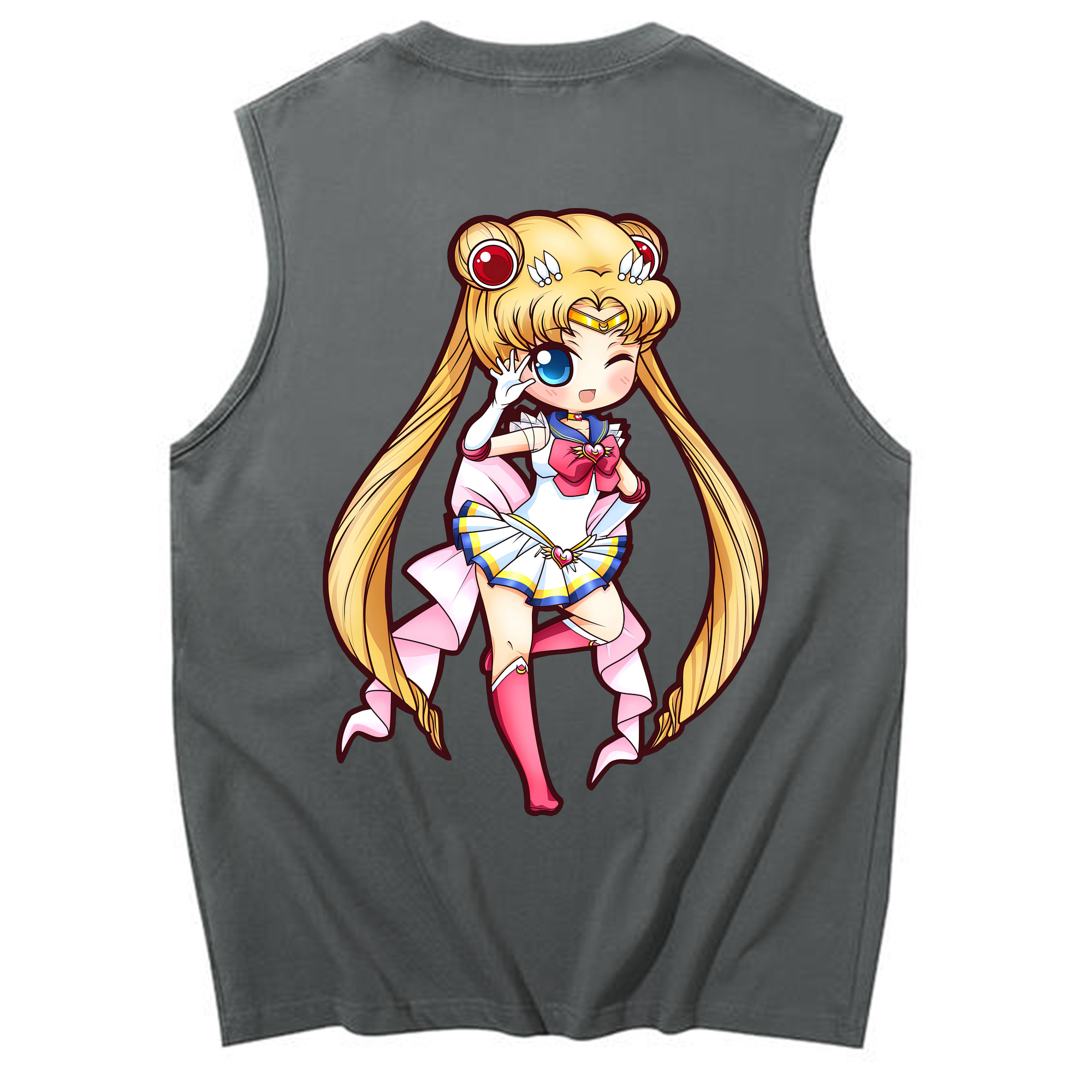 （画像用） 美少女戦士セーラームーン 月野 うさぎ つきの うさぎ Sailor Moon Tsukino Usagi コットン100％タンクトップ（背面プリント）